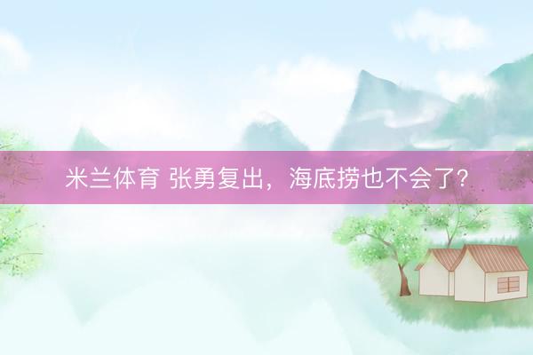 米兰体育 张勇复出，海底捞也不会了？