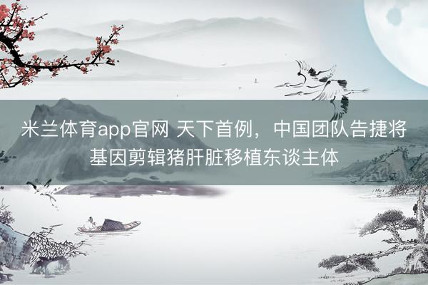 米兰体育app官网 天下首例，中国团队告捷将基因剪辑猪肝脏移植东谈主体