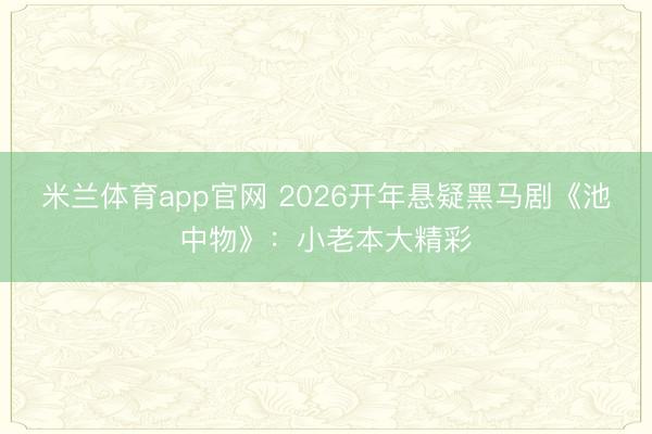 米兰体育app官网 2026开年悬疑黑马剧《池中物》：小老本大精彩